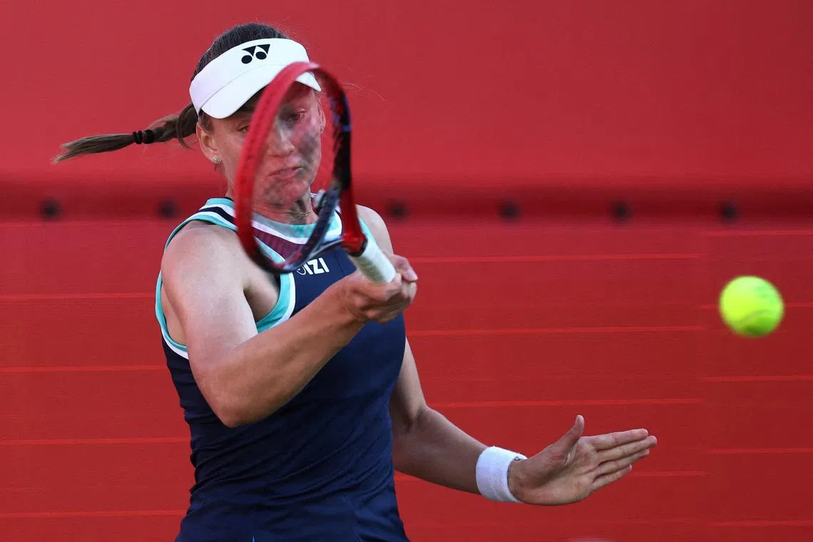 FILE PHOTO: Tennis - Queen's Club Championships - Queen's Club, London, Britain - June 12, 2026 Kazakhstan's Elena Rybakina in action during her quarter final match against Britain's Katie Boulter REUTERS/Toby Melville/File Photo