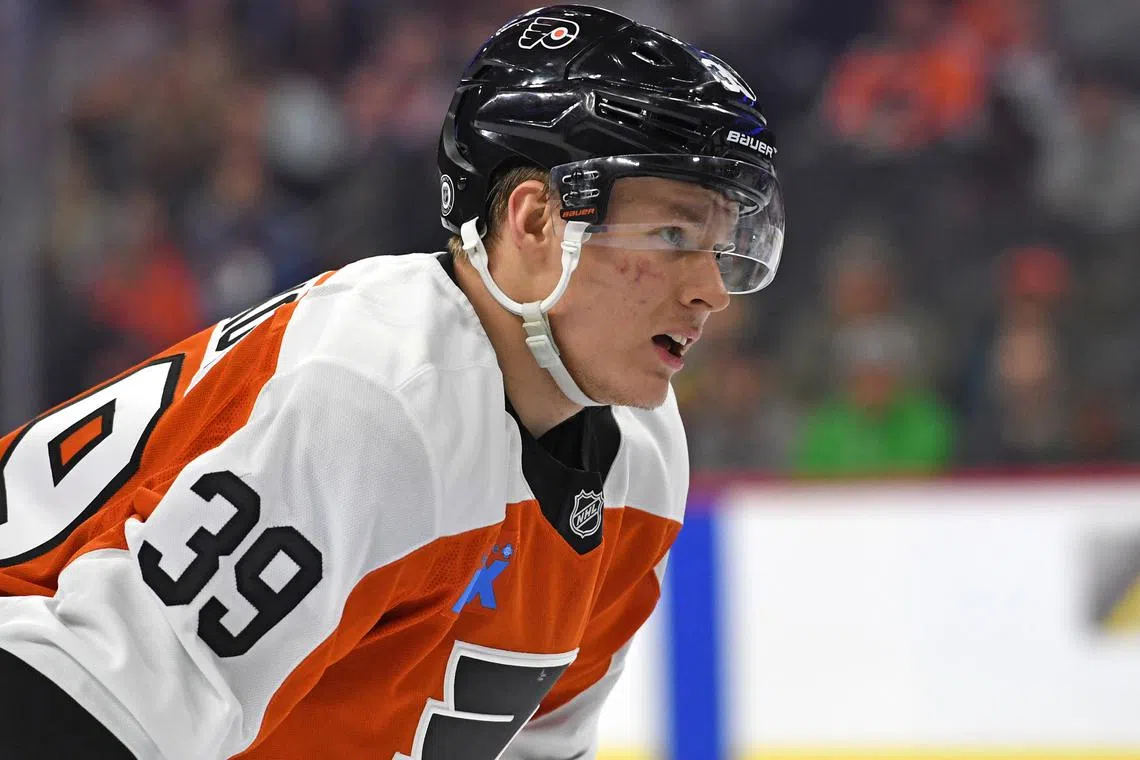FILE PHOTO: Nov 18, 2024; Philadelphia, Pennsylvania, USA; Philadelphia Flyers right wing Matvei Michkov (39) against the Colorado Avalanche at Wells Fargo Center. Mandatory Credit: Eric Hartline-Imagn Images/File Photo