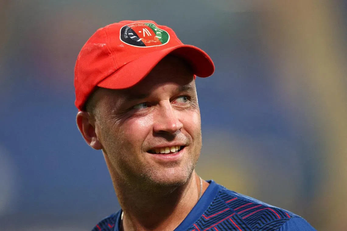 FILE PHOTO: Cricket - ICC Cricket World Cup 2023 - England Practice - Arun Jaitley Stadium, New Delhi, India - October 13, 2023 Afghanistan coach Jonathan Trott during England practice REUTERS/Andrew Boyers/File Photo