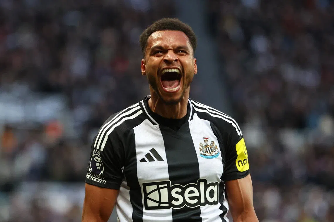 Soccer Football - Premier League - Newcastle United v Crystal Palace - St James' Park, Newcastle, Britain - April 16, 2025 Newcastle United's Jacob Murphy celebrates scoring their first goal Action Images via Reuters/Craig Brough