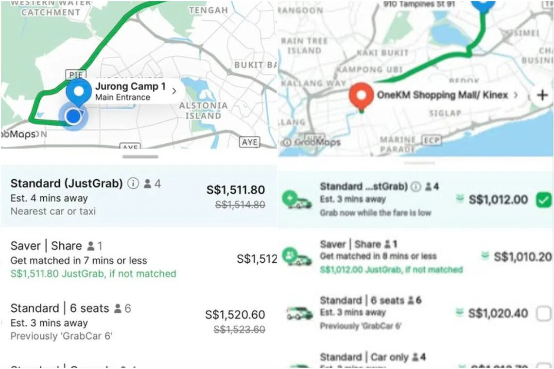 Several social media users shared screenshots of the drastic hike in Grab fares. 