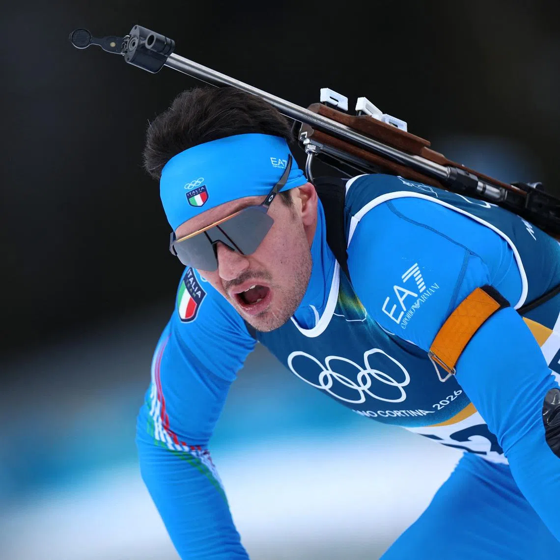 Milano Cortina 2026 Olympics - Biathlon - Men's 20km Individual - Anterselva Biathlon Arena, South Tyrol, Italy - February 10, 2026.  Tommaso Giacomel of Italy reacts after crossing the line REUTERS/Eloisa Lopez/File Photo