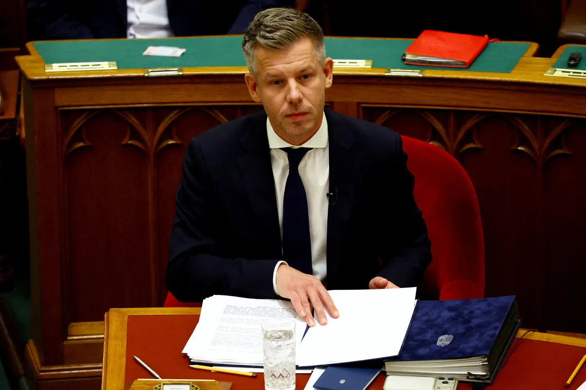 Hungarian Prime Minister Peter Magyar attends a plenary session in the Parliament, in Budapest, Hungary, October 19, 2026. REUTERS/Bernadett Szabo