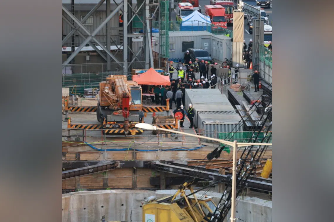 Steel reinforcement bars had collapsed, trapping workers at an underground roadway construction site.