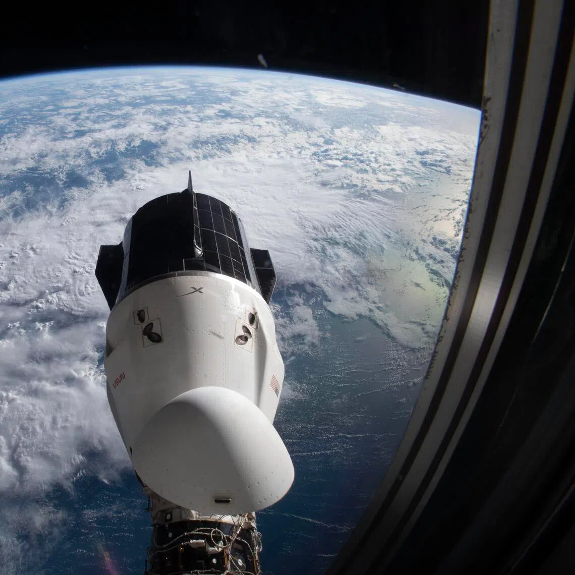A 2022 NASA photo showing a Crew Dragon spacecraft docked with the International Space Station.