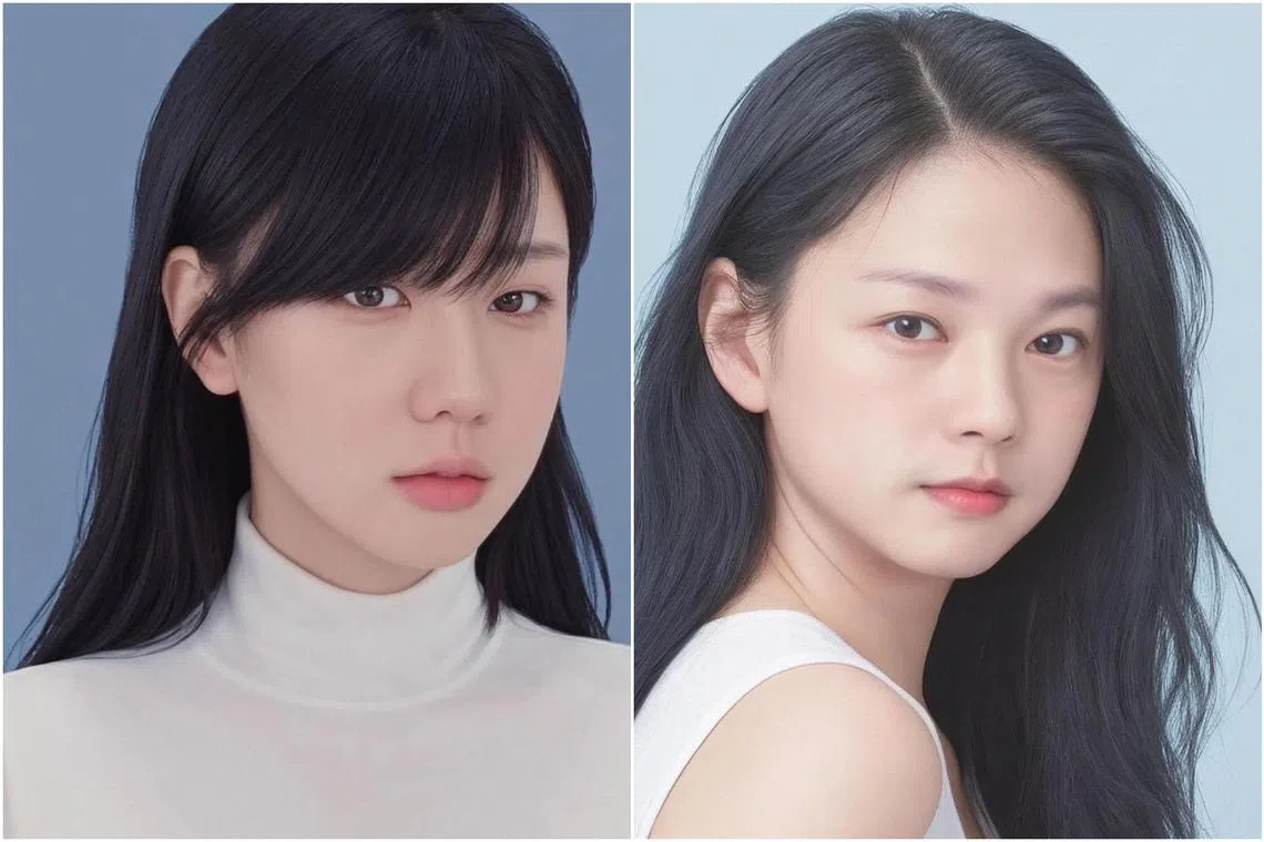 JJ Lin (left) and Dennis Chew transformed themselves into women using a portrait AI app.