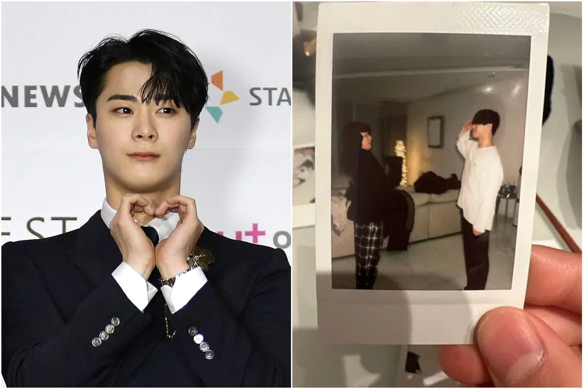 MJ of K-pop boy band Astro wrote a touching post on social media addressing his late bandmate Moonbin (left).