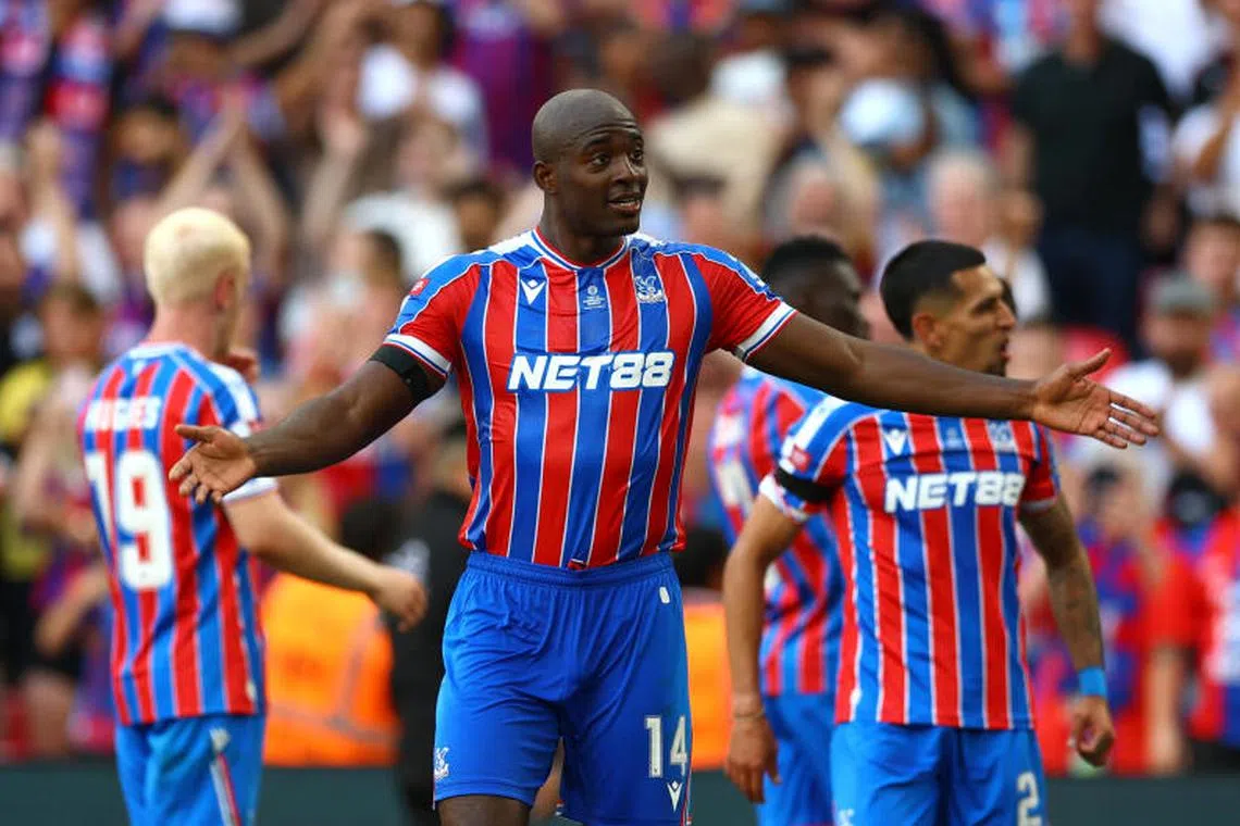 Crystal Palace's Jean-Philippe Mateta reacts during their Community Shield match against Liverpool on Aug 10.