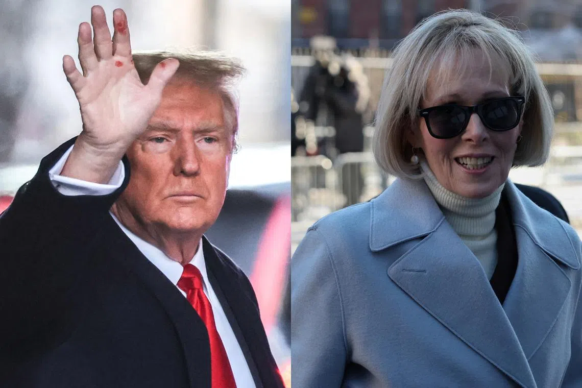 Trump (left) was talking loudly with his lawyers during testimony from Ms E. Jean Carroll, according to a lawyer.