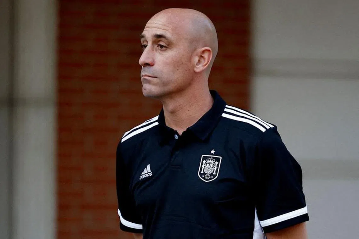FILE PHOTO: Soccer Football - FIFA Women's World Cup Australia and New Zealand 2023 - Spain's Prime Minister Pedro Sanchez receive the World Cup champions - Moncloa Palace, Madrid, Spain - August 22, 2023 President of the Royal Spanish Football Federation Luis Rubiales REUTERS/Juan Medina/File Photo