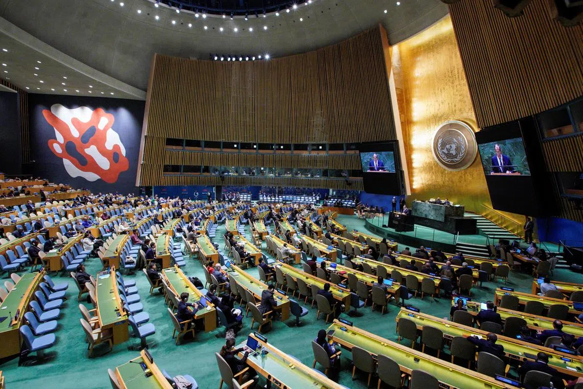 FILE PHOTO: Russia's Foreign Minister Sergei Lavrov addresses the 78th Session of the U.N. General Assembly in New York City, U.S., September 23, 2023.  REUTERS/Eduardo Munoz/File Photo