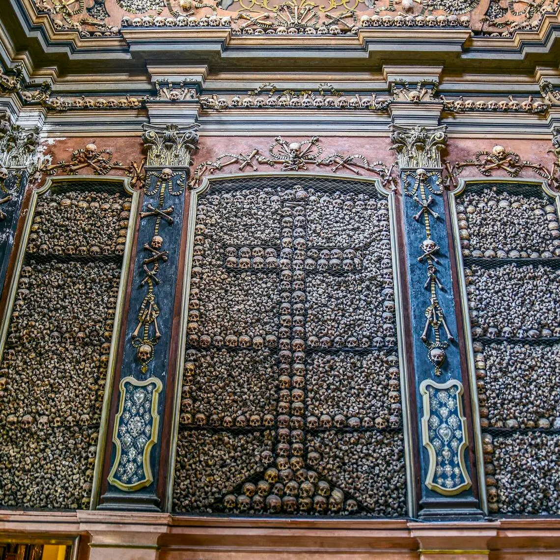 roeerie - Milan's San Bernardino alle Ossa church is decorated by skulls and bones.
Credit: Ronan O’Connell