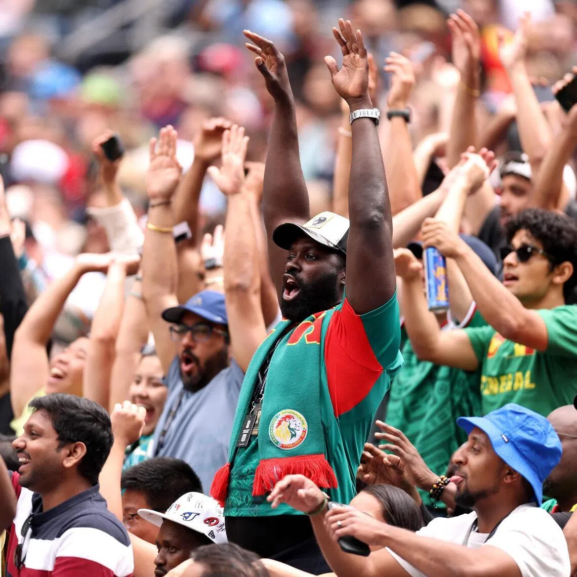 Fans of Senegal enjoy the atmosphere before match between Belgium and Senegal at Seattle Stadium on July 1.