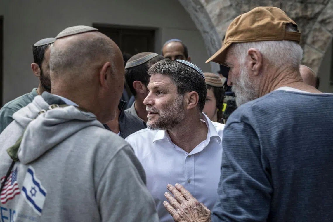 Israel's far-right Finance Minister Bezalel Smotrich (centre) called the arrest warrants against Israeli officials “a declaration of war” by the Palestinian Authority.