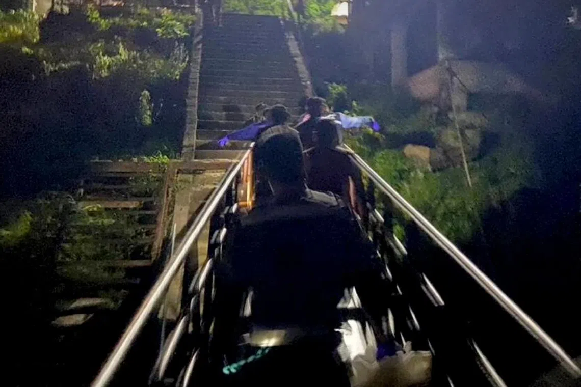 The 24-person tour group was trapped inside due to sudden heavy flooding on Aug 6.