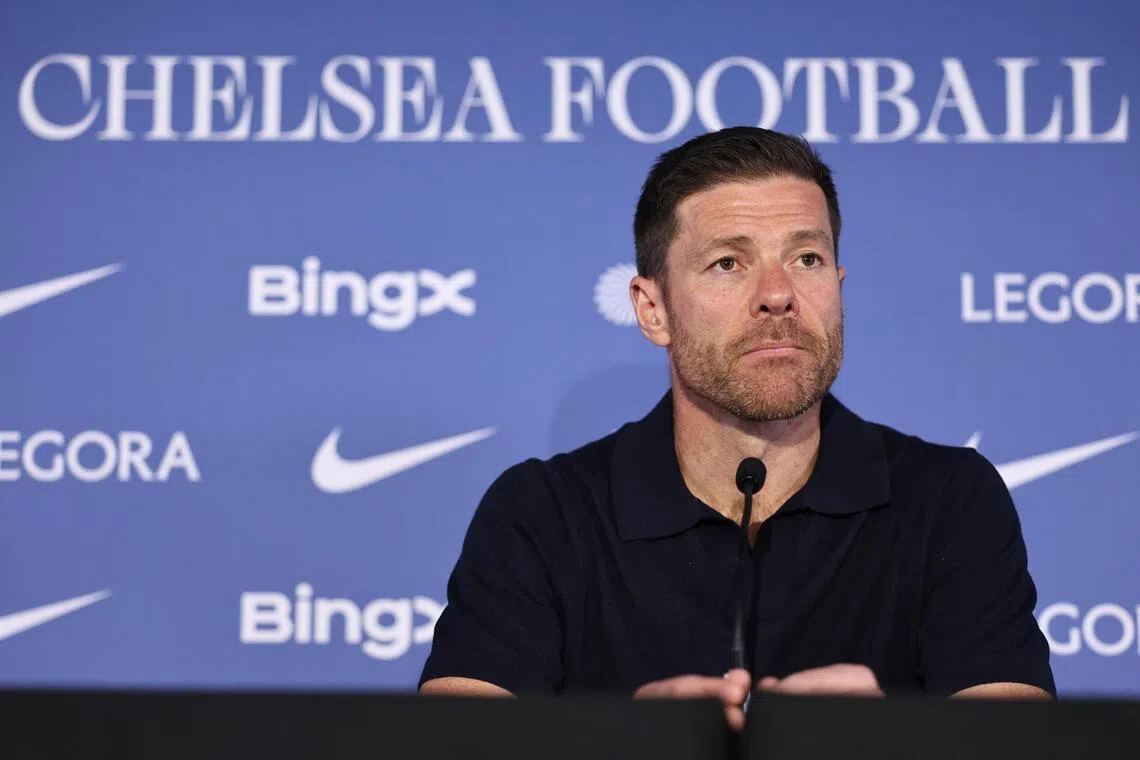 epa13108868 Xabi Alonso, manager of Chelsea Football Club, holds a press conference at Stamford Bridge in London, Britain, 13 July 2026.  EPA/NEIL HALL