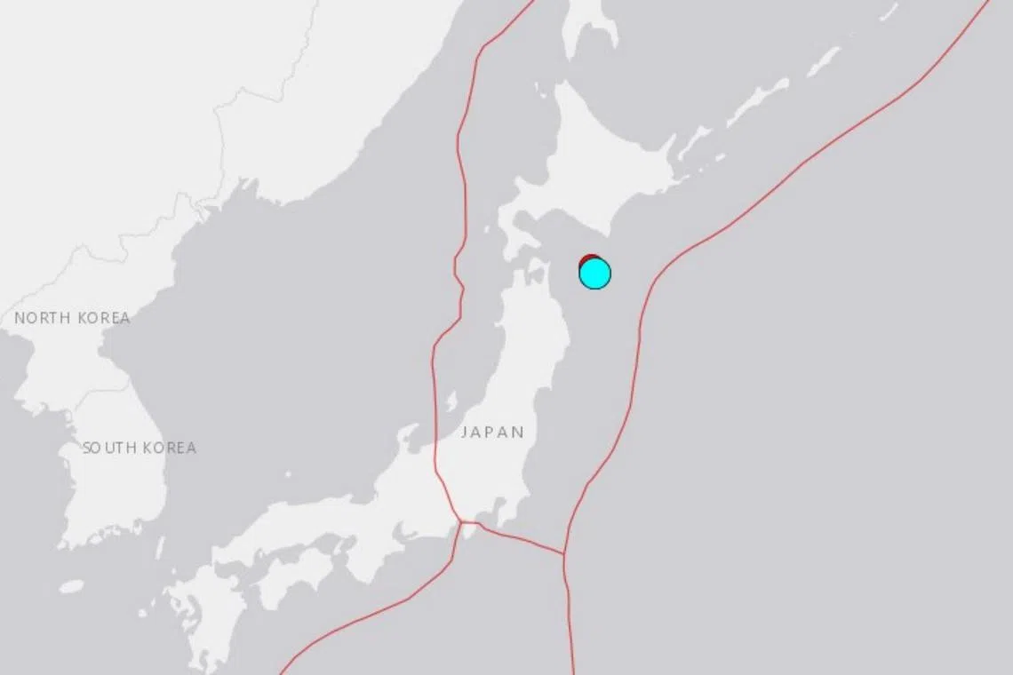 The temblor’s epicentre was located off Aomori at a latitude of 41.2 degrees north and a longitude of 142.9 degrees east. 
