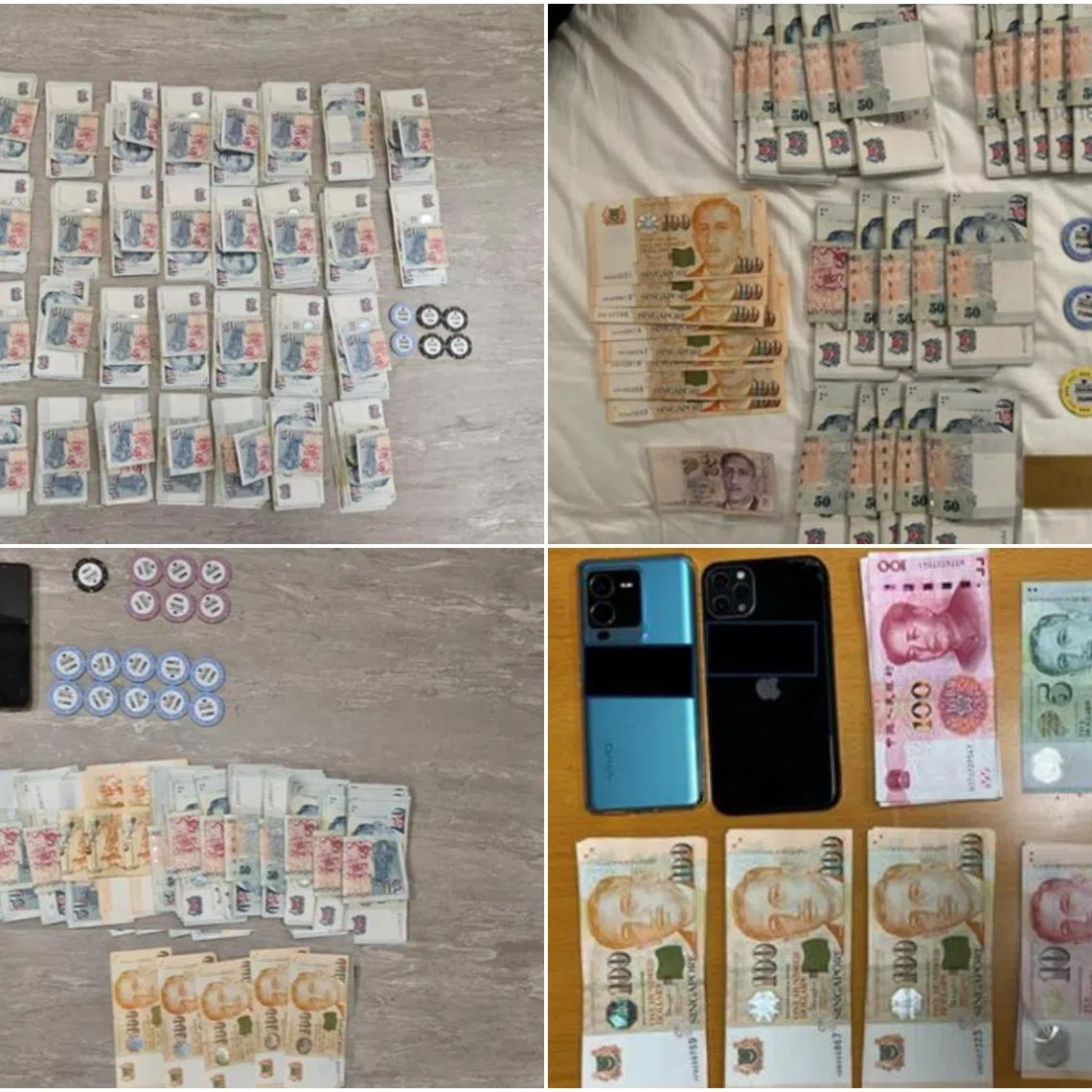 The police seized casino chips worth $140,000 and cash and an array of mobile phones.