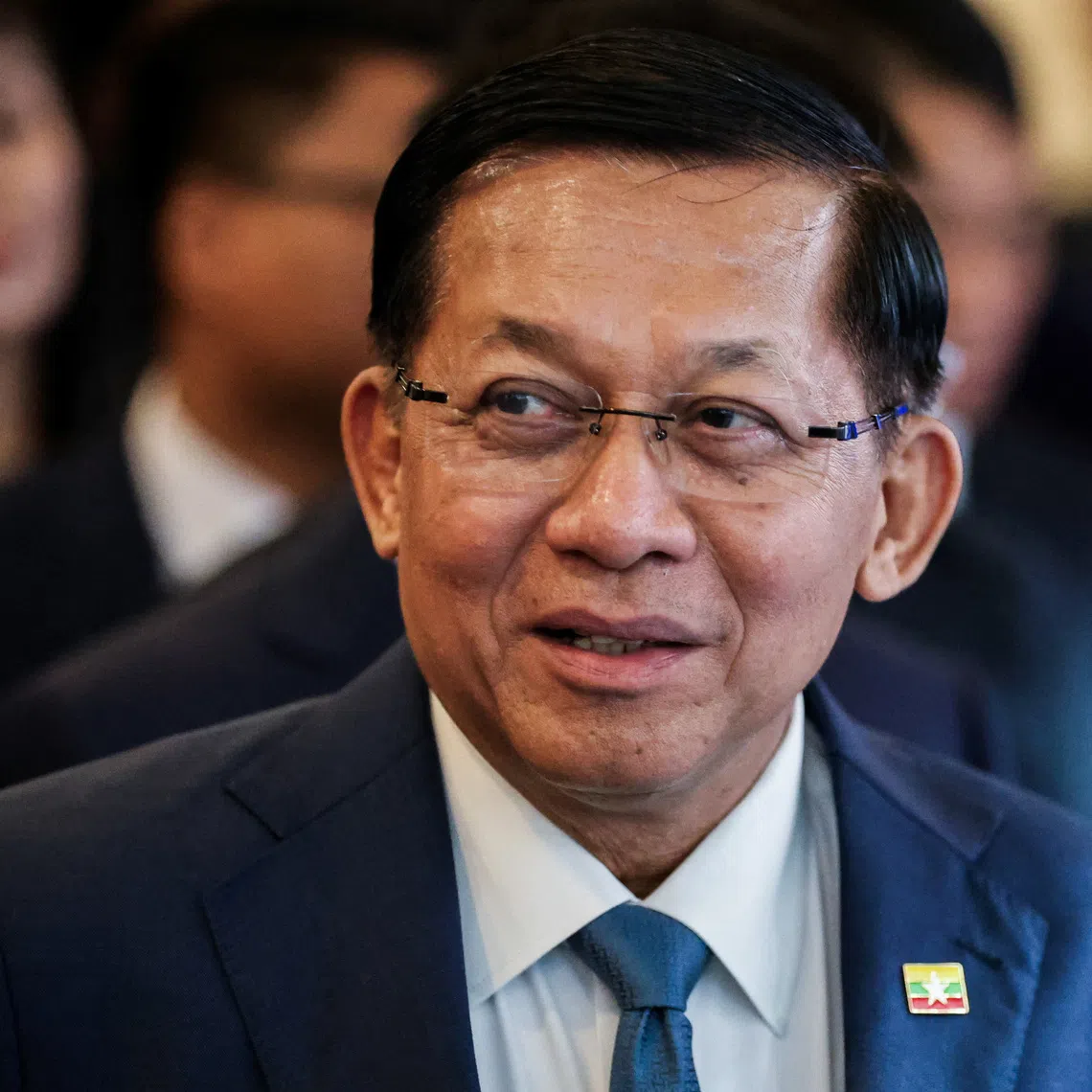 Myanmar's President Min Aung Hlaing gestures at the Vietnam-Myanmar Business Forum during his official state visit to Vietnam, in Hanoi, Vietnam, September 6, 2026. REUTERS/Thinh Tien Nguyen