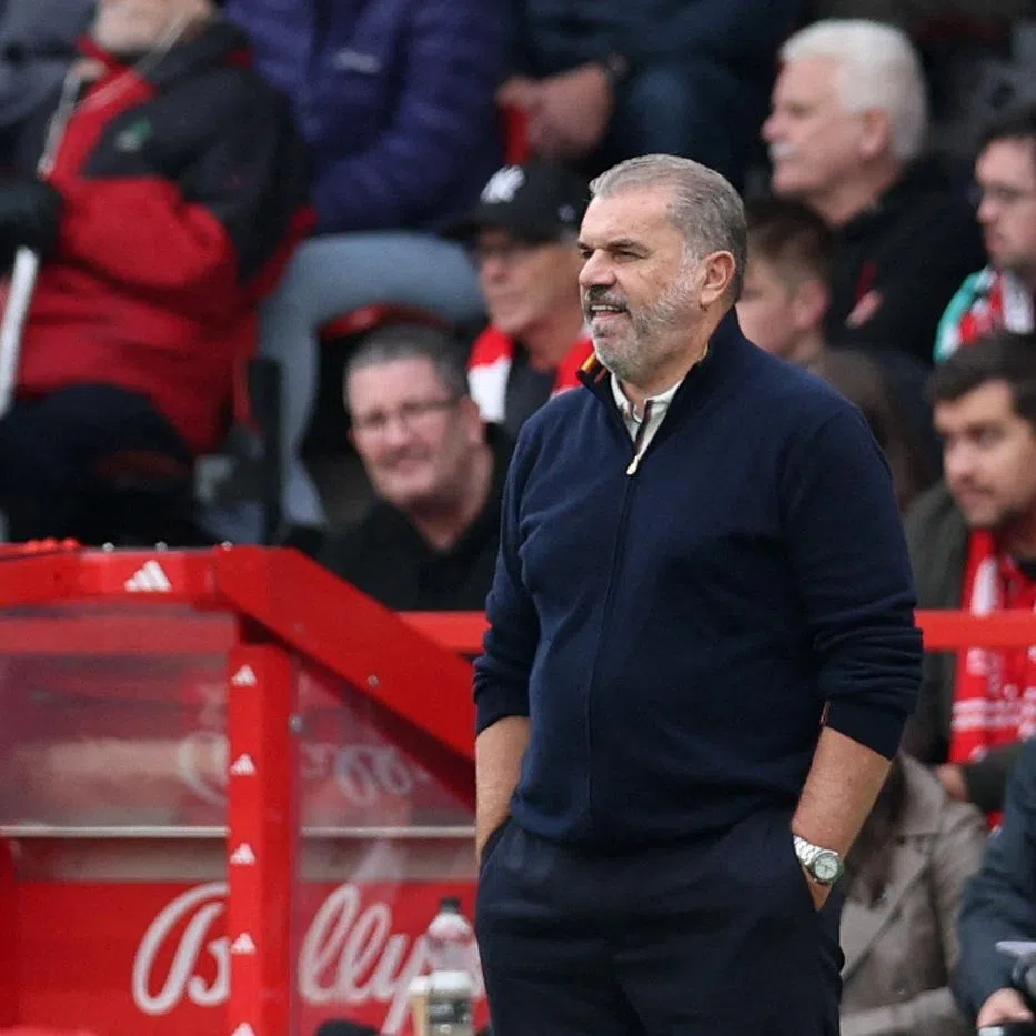 FILE PHOTO: Soccer Football - Premier League - Nottingham Forest v Chelsea - The City Ground, Nottingham, Britain - October 18, 2025 Nottingham Forest manager Ange Postecoglou looks dejected REUTERS/Chris Radburn/File Photo