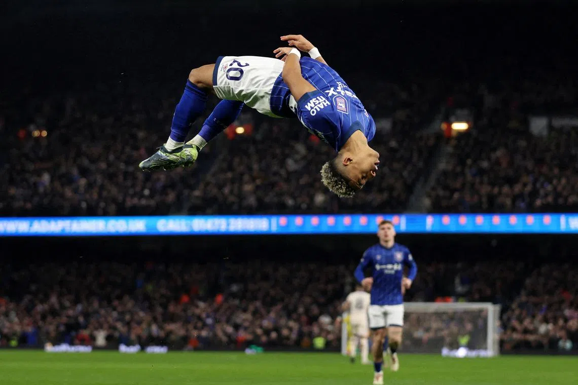 Ipswich Town's Omari Hutchinson celebrates scoring their second goal.