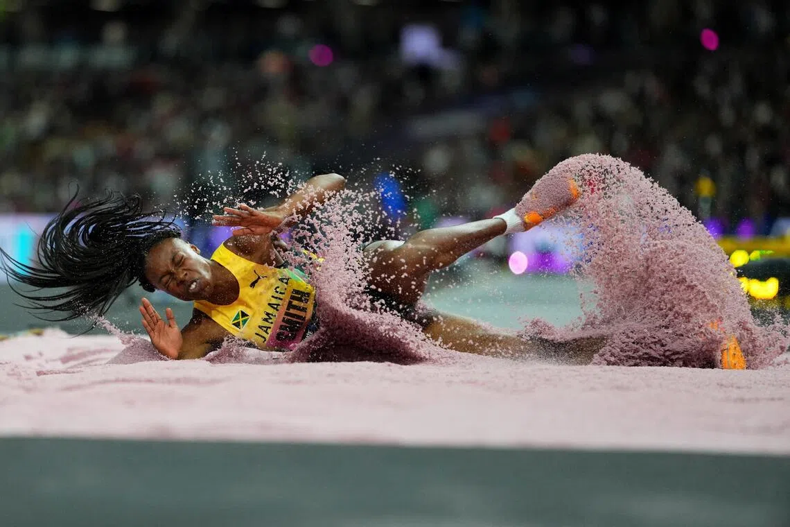 Athletics - 2026 World Athletics Ultimate Championships - National Athletics Centre, Budapest, Hungary - September 13, 2026
Jamaica's Ackelia Smith in action during the Women's Triple Jump final REUTERS/Aleksandra Szmigiel     TPX IMAGES OF THE DAY     