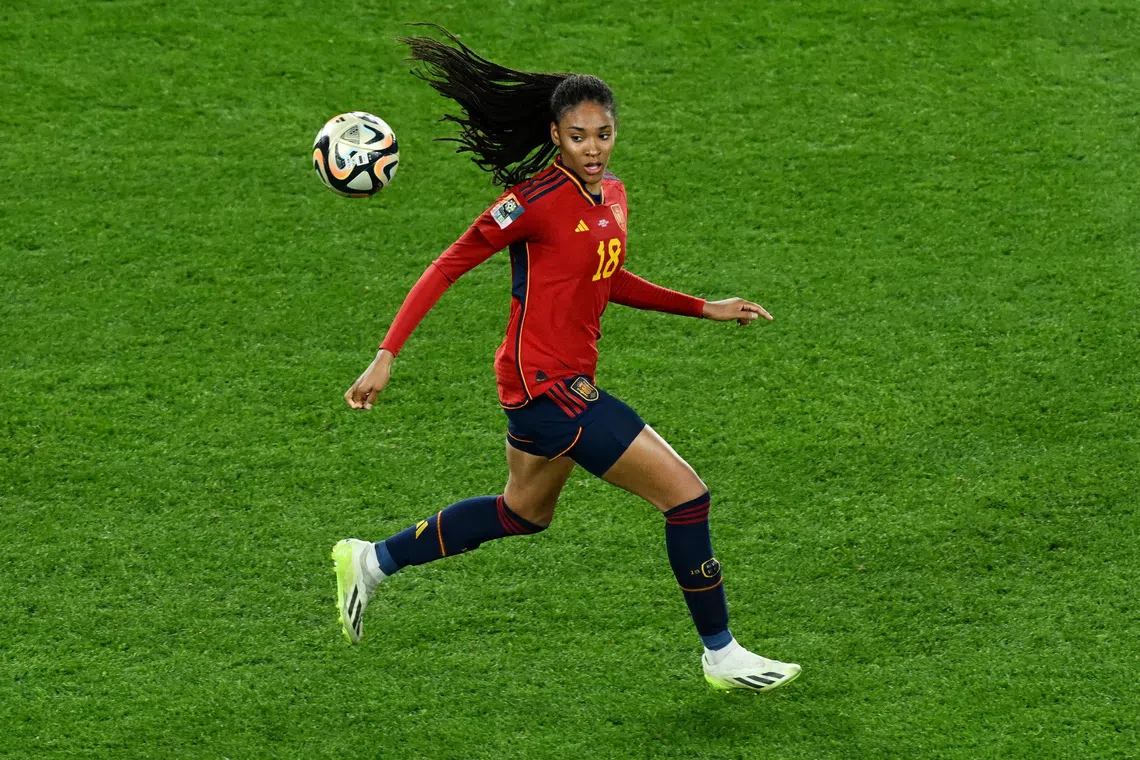 Soccer Football - FIFA Women's World Cup Australia and New Zealand 2023 - Final - Spain v England - Stadium Australia, Sydney, Australia - August 20, 2023 Spain's Salma Paralluelo in action REUTERS/Jaimi Joy