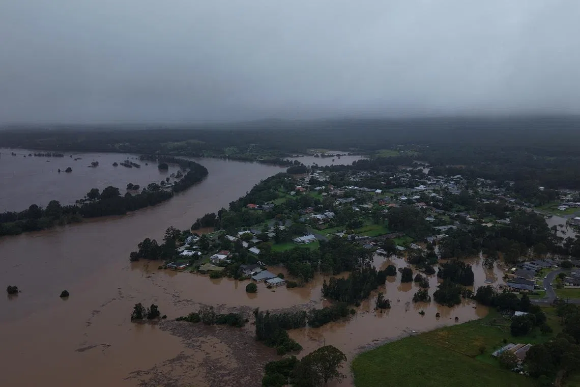 A drone view shows a flooded area following heavy rains, in Tinonee, New South Wales, Australia May 21, 2025.    Harrison Reed/Handout via REUTERS