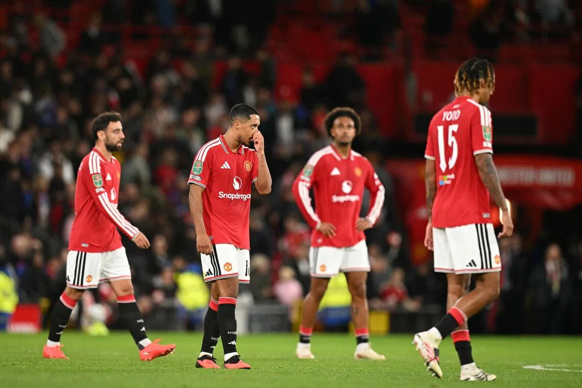 Manchester United players during the League Cup loss to Brighton & Hove Albion.