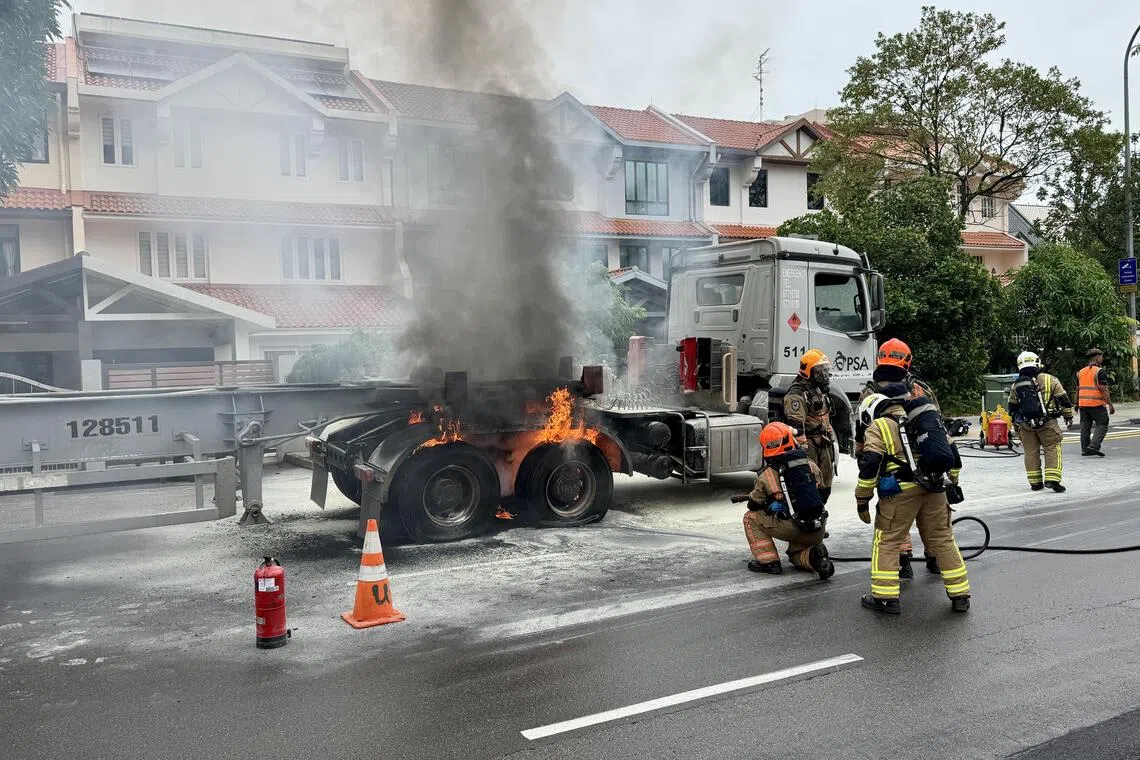 The Singapore Civil Defence Force said that the cause of the trailer fire is under investigation.