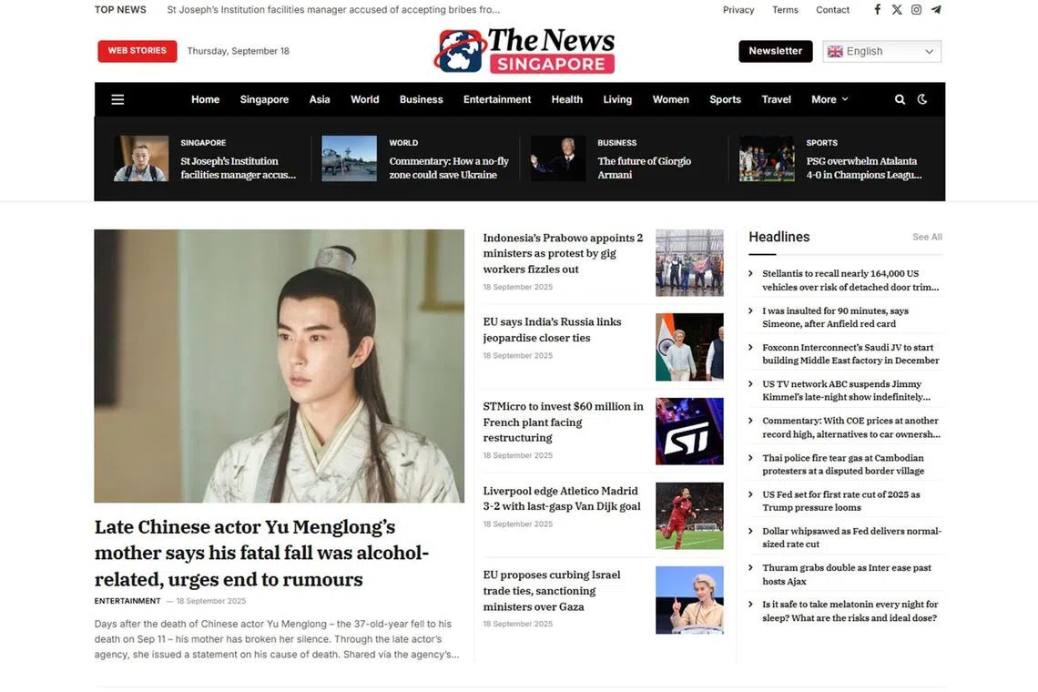 All the content published on The News Singapore is copied from local news outlet CNA, then credited to the website's press room.