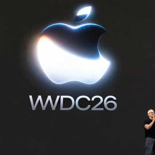 Tim Cook, CEO of Apple, speaking on stage on June 8 during the Apple WWDC26 at Apple Park in Cupertino, California, USA.