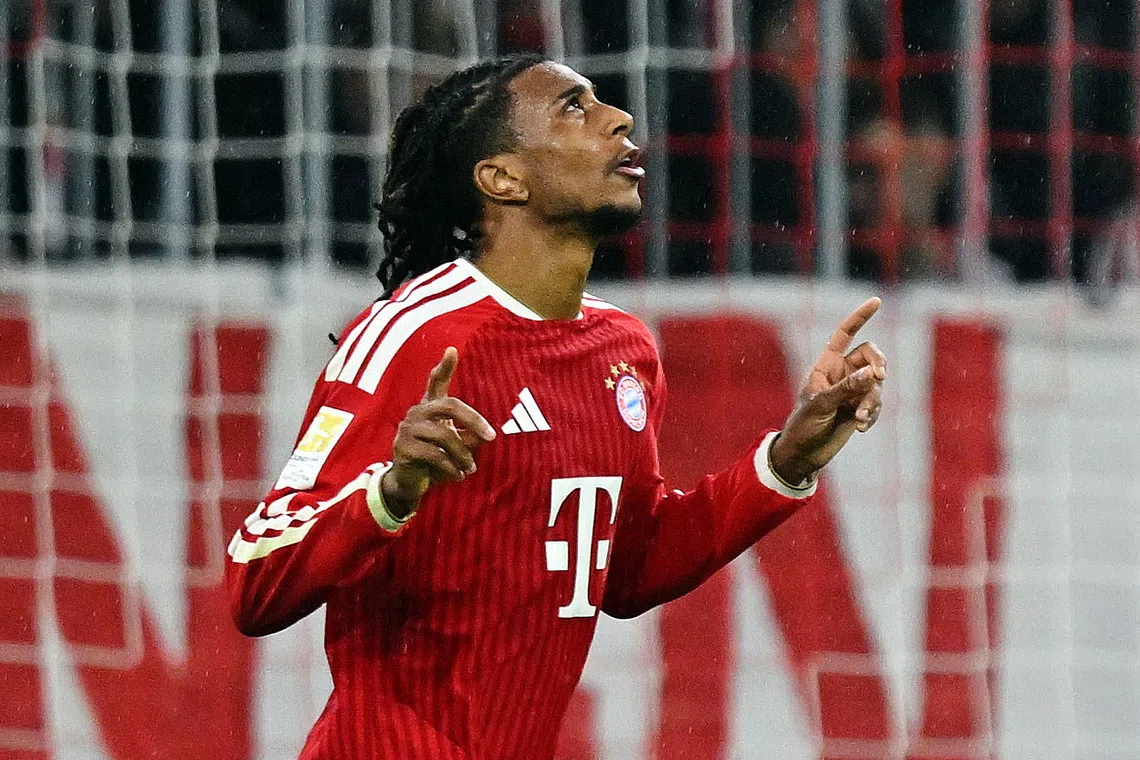 Bayern Munich’s Michael Olise is suspended after picking up two yellow cards inside a minute in Bayern’s 3-3 draw with Viking last week.