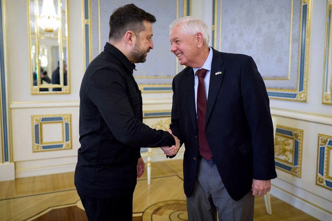 Ukraine President Volodymyr Zelensky met the late Senator Lindsey Graham on July 10.