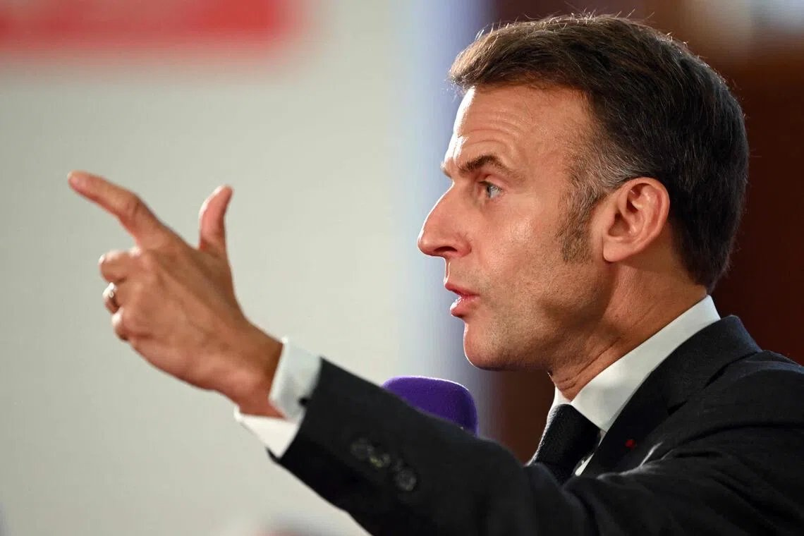 French President Emmanuel Macron called for legislation that would allow “false information” online to be urgently blocked.