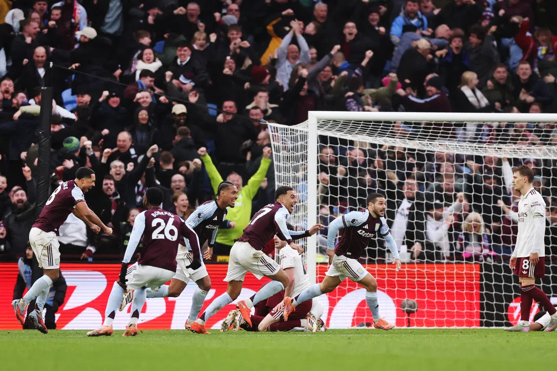 Aston Villa give Arsenal title reality check, Man City close gap to two points