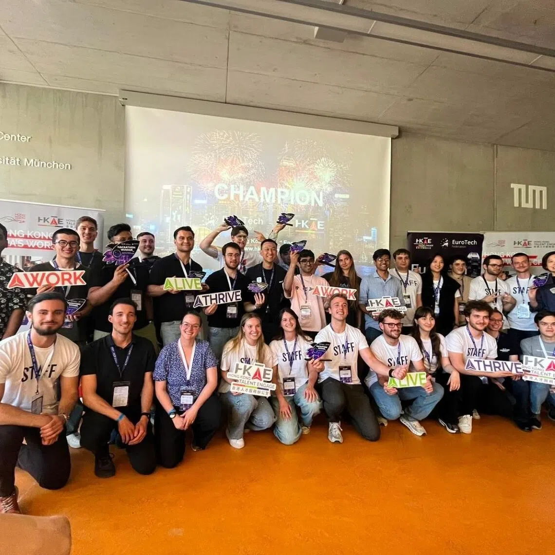 EuroTech x HKTE Hackathon finalists standing in a group together