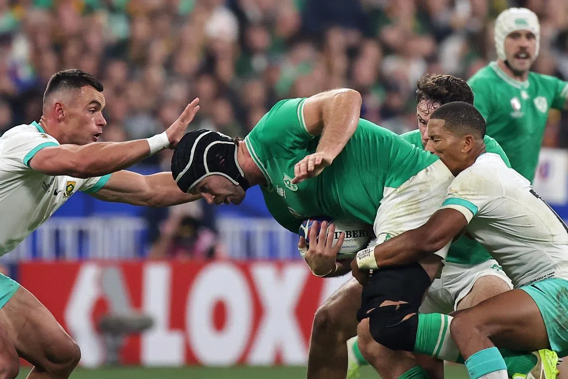 reland’s James Ryan in action during the Rugby World Cup Pool B match between South Africa and Ireland in Saint- Denis, France.