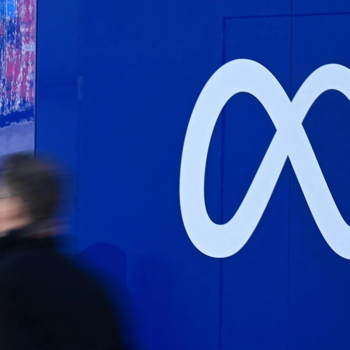 Signage bearing the Meta logo during the World Economic Forum (WEF) annual meeting in Davos, which takes place from Jan 19 to Jan 23, 2026.