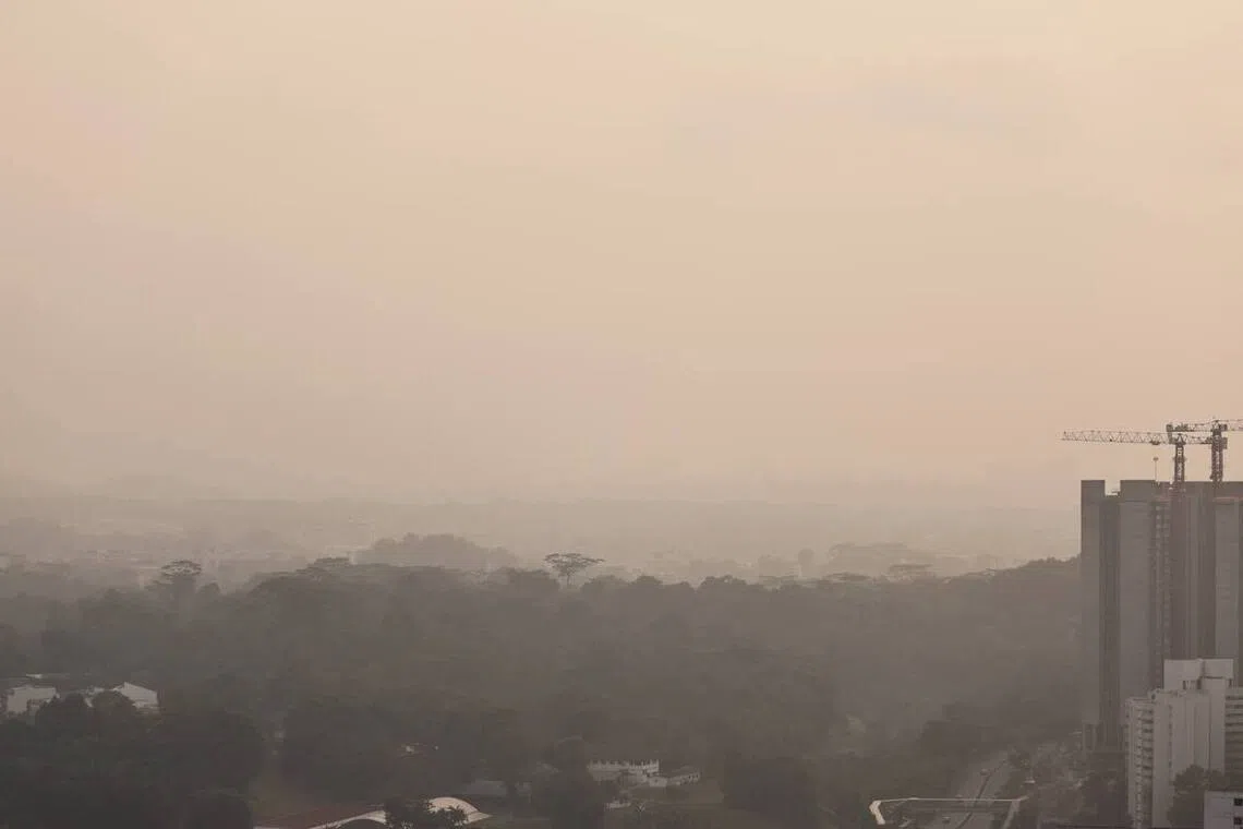 Hazy conditions seen from Clementi, looking towards Holland Village and Bukit Timah, at about 7.50am on Sept 4.