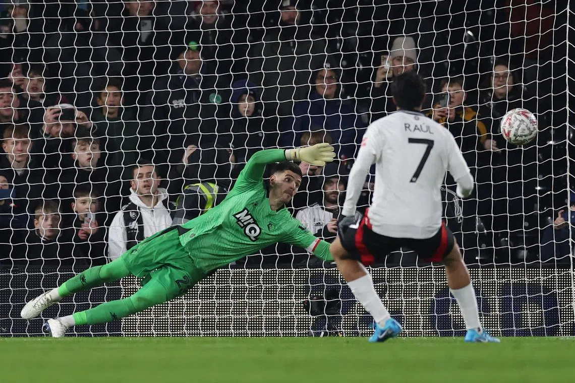 Soccer Football - FA Cup - Third Round - Fulham v Watford - Craven Cottage, London, Britain - January 9, 2025 Fulham's Raul Jimenez scores their second goal from the penalty spot past Watford's Jonathan Bond Action Images via Reuters/Paul Childs/ File Photo