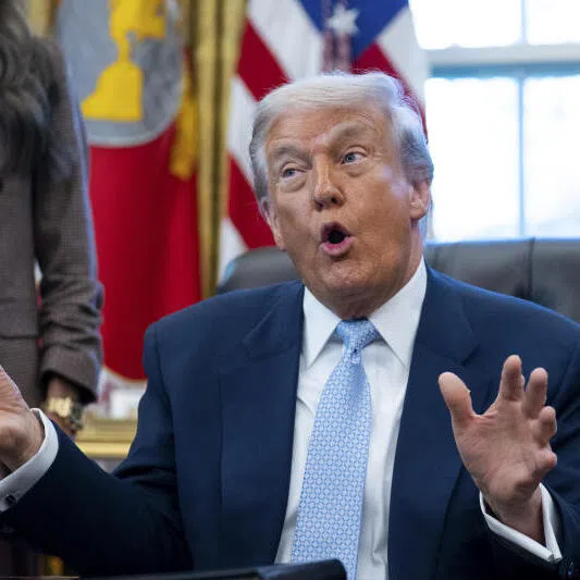 US President Donald Trump speaking in the Oval Office of the White House in Washington, on Nov 17.