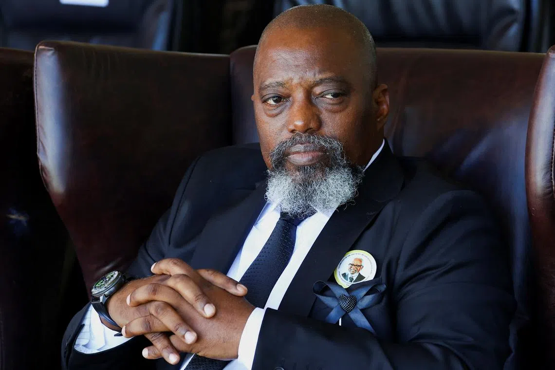 FILE PHOTO: Democratic Republic of Congo's former President Joseph Kabila, attends a memorial service of Sam Nujoma, who became Namibia's first democratically elected president, at the Independence stadium, before his burial tomorrow at Namibia's National Heroes Acre, in the capital Windhoek, Namibia, February 28, 2025. REUTERS/Siphiwe Sibeko/File Photo