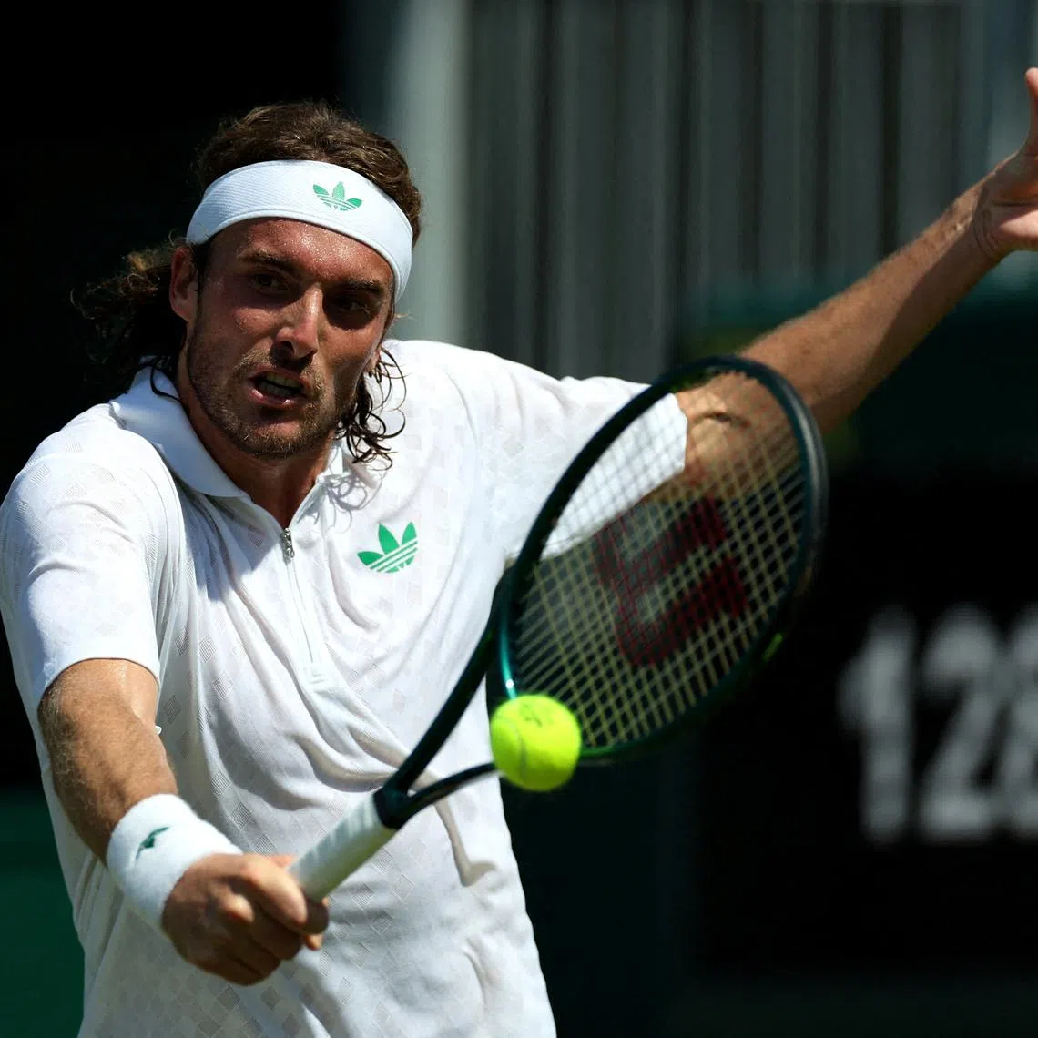 FILE PHOTO: Tennis - Wimbledon - All England Lawn Tennis and Croquet Club, London, Britain - June 30, 2025 Greece's Stefanos Tsitsipas in action during his first round match against France's Valentin Royer REUTERS/Isabel Infantes/File Photo
