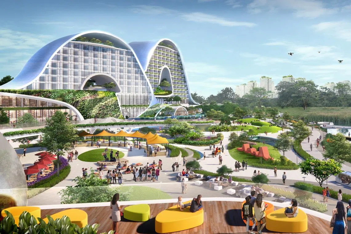 An artist’s impression of the future lifestyle and tourism hub in Jurong Lake District.