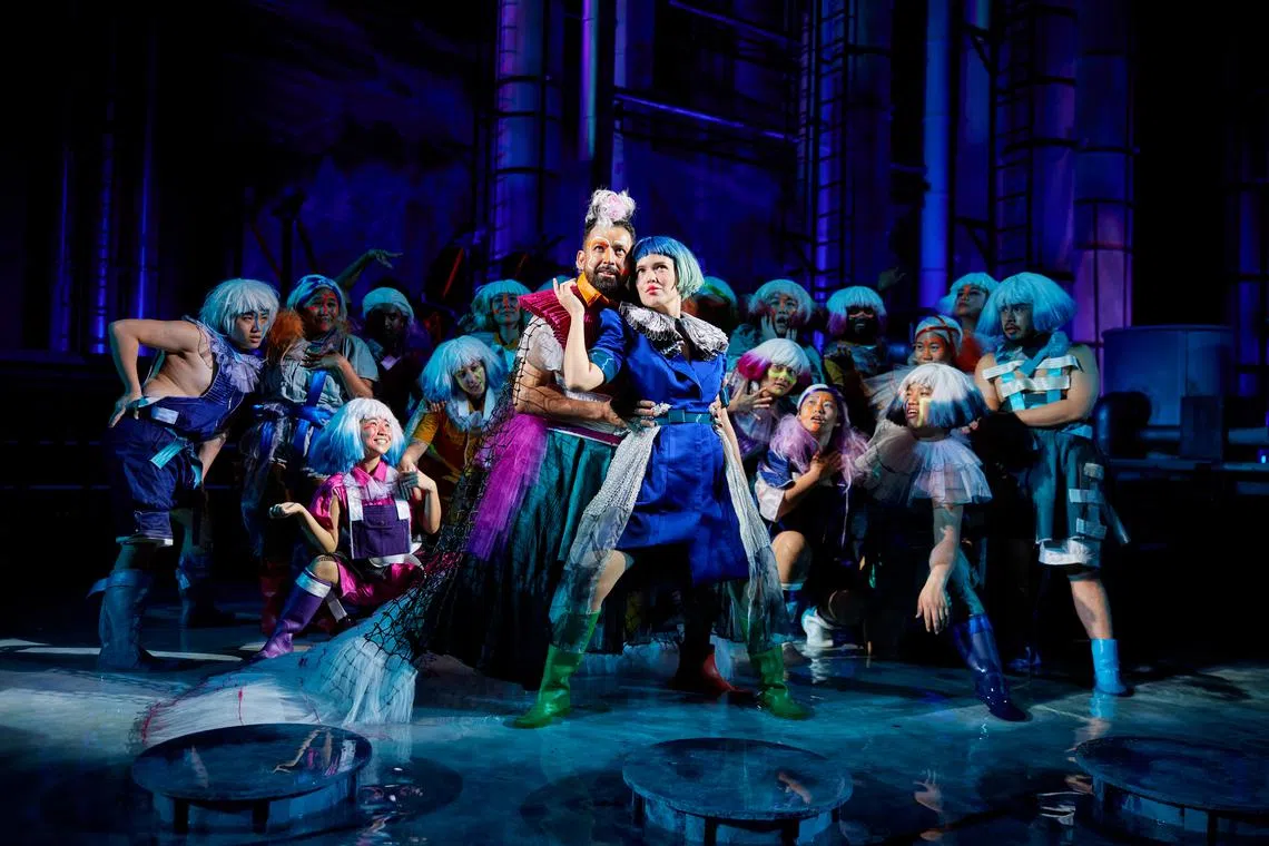 Ghafir Akbar (front left) and Julie Wee (front right) double in their roles as King Oberon and Queen Titania of the faerie folk, as well as Theseus and Hippolyta of Athenia.