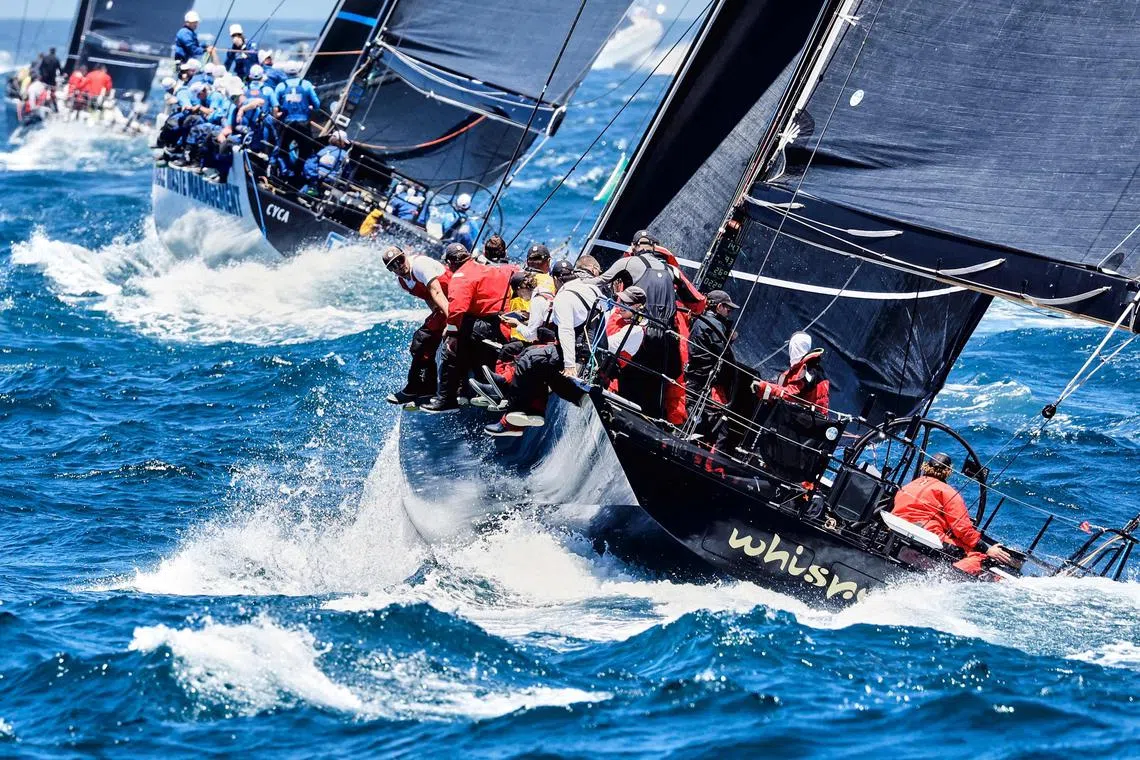 Yachts competing in the annual Sydney to Hobart race on Dec 26, in Australia's Sydney Harbour.
