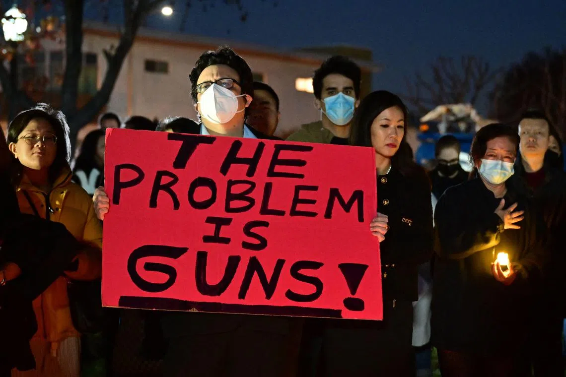 People attending a candlelight vigil for the victims of a mass shooting in Monterey Park, California, on Jan 24, 2023. 