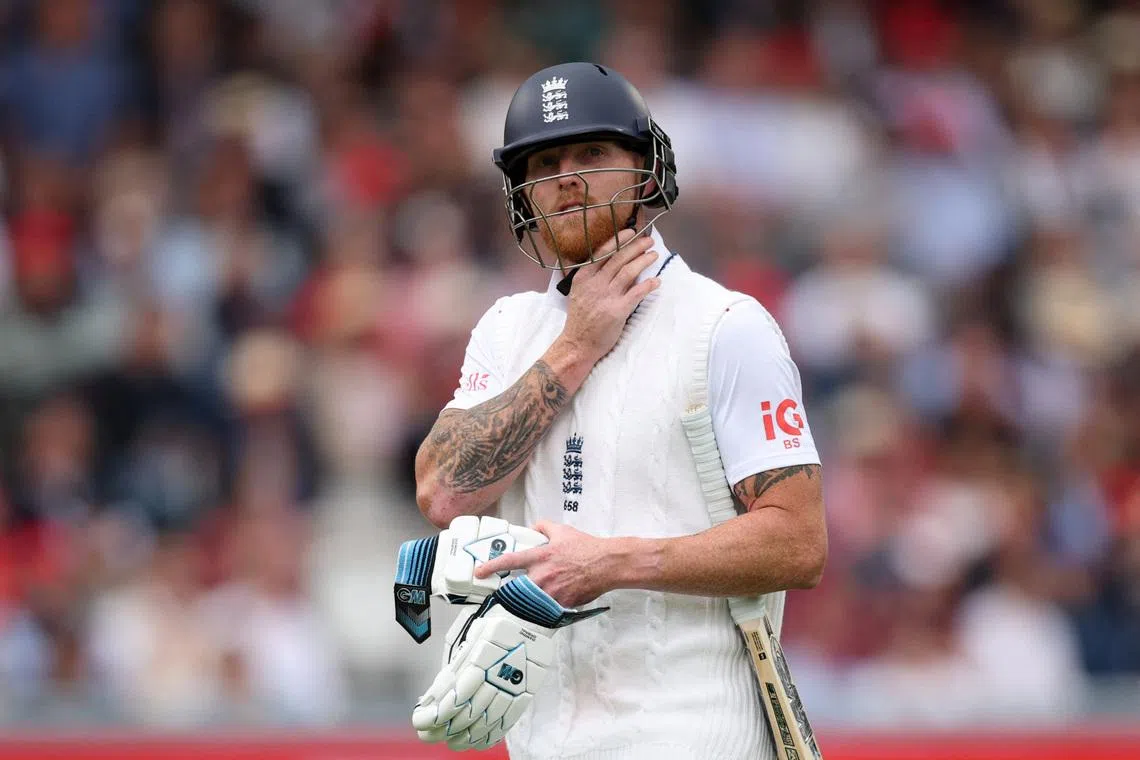 Cricket - England v New Zealand - First Test - Lord's Cricket Ground, London, Britain - June 5, 2026 England's Ben Stokes looks dejected as he walks after being dismissed off the bowling of New Zealand's Nathan Smith Action Images via Reuters/Andrew Boyers