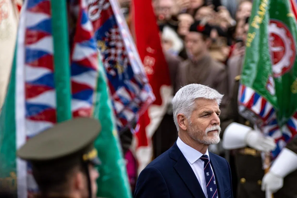 Czech President Petr Pavel walks out to greet citizens, after his inauguration ceremony at Prague Castle, on March 9, 2023.